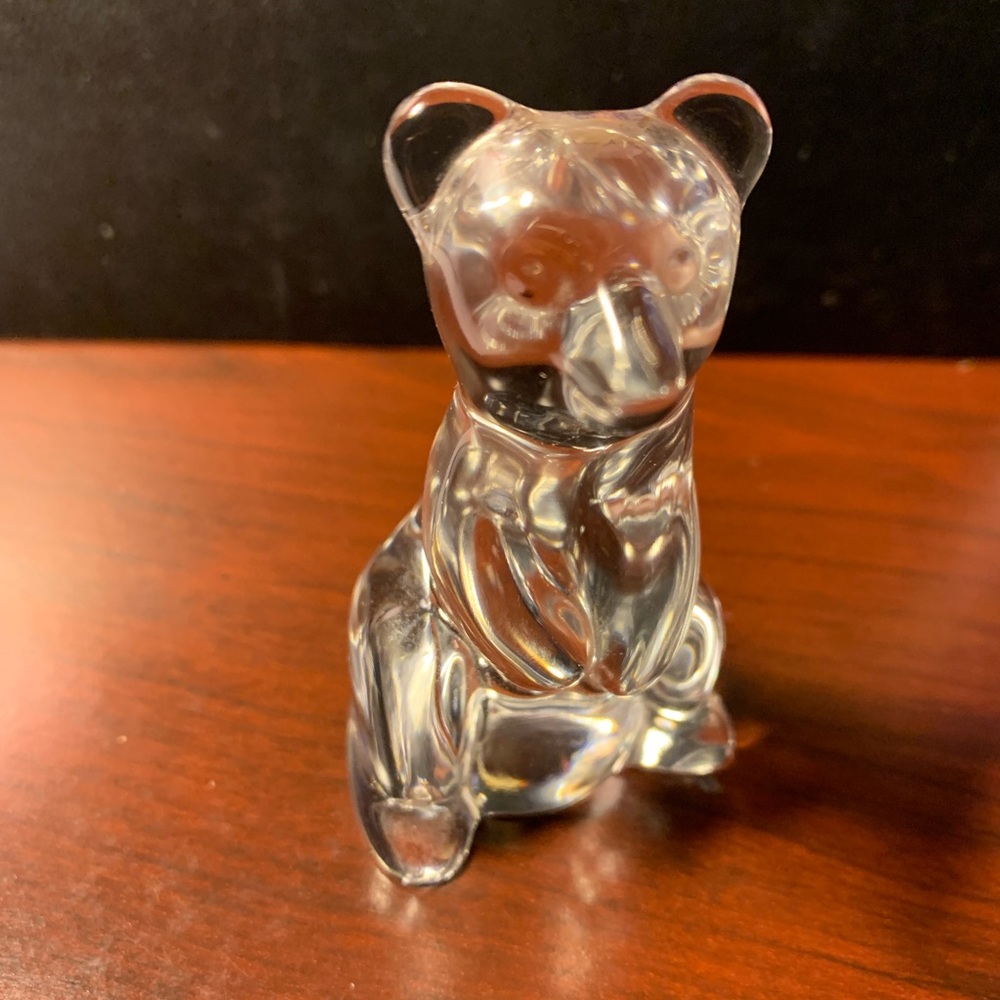 Vintage Clear Glass Teddy Bear Figurine Paperweight